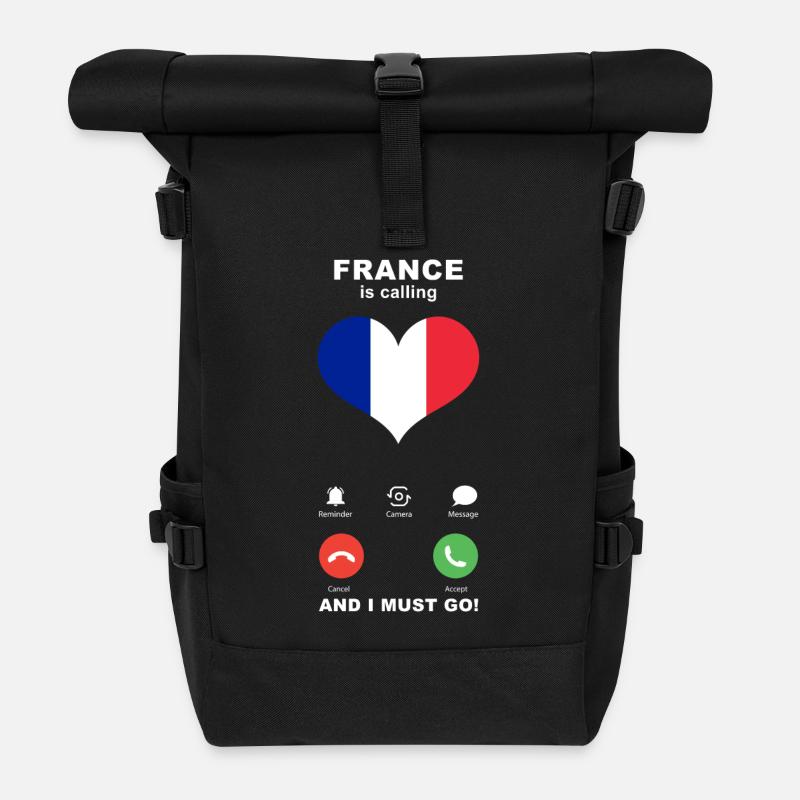 Frankreich is calling Frankreich Herz Souvenir - Rolltop Rucksack - Schwarz