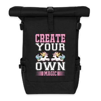 Erschaffe deine eigene Magie Unicorn - Rolltop Rucksack - Schwarz - Vorne