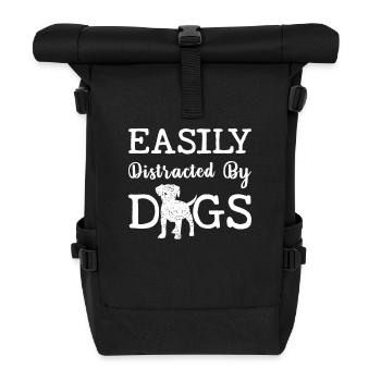 Facilement distrait par les chiens - Sac à dos roll top - noir - Devant