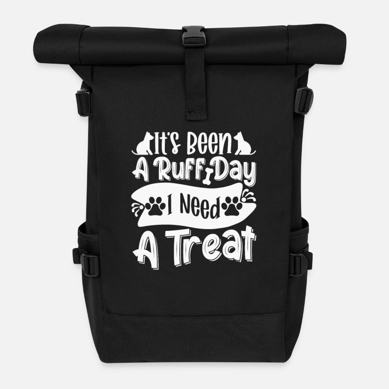 Es war ein anstrengender Tag, brauche ein Leckerli - Rolltop Rucksack - Schwarz