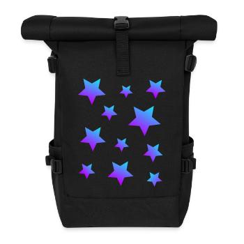 Sterne Sternenpaket Blau-lila - Rolltop Rucksack - Schwarz - Vorne