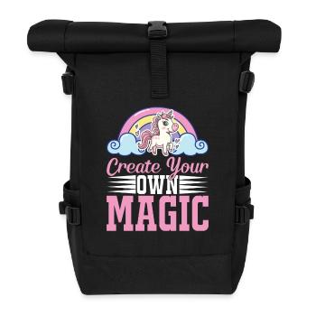 Erschaffe deine eigene Magie Unicorn - Rolltop Rucksack - Schwarz - Vorne