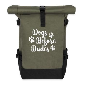 Dogs in front of Dudes - Roll Top Backpack - olive/black - Front