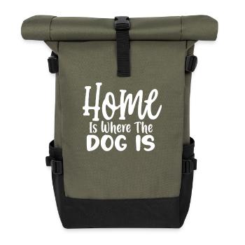 Zuhause ist, wo der Hund ist - Rolltop Rucksack - Olive/Schwarz - Vorne