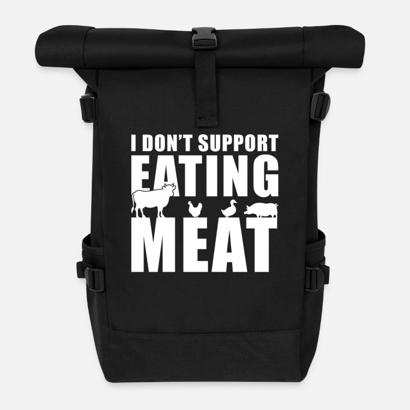 Veganer Vegetarier Verzicht Auf Fleisch - Rolltop Rucksack - Schwarz
