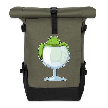 Frosch Weinglas - Rolltop Rucksack - Olive/Schwarz - Vorne
