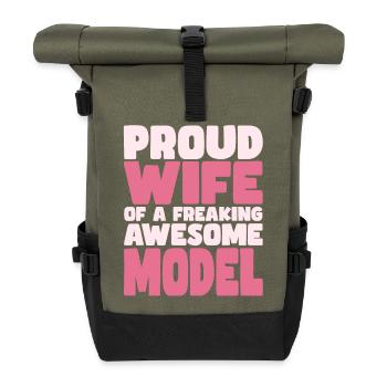 Proud Wife of A Damn Good Model - Roll Top Backpack - olive/black - Front