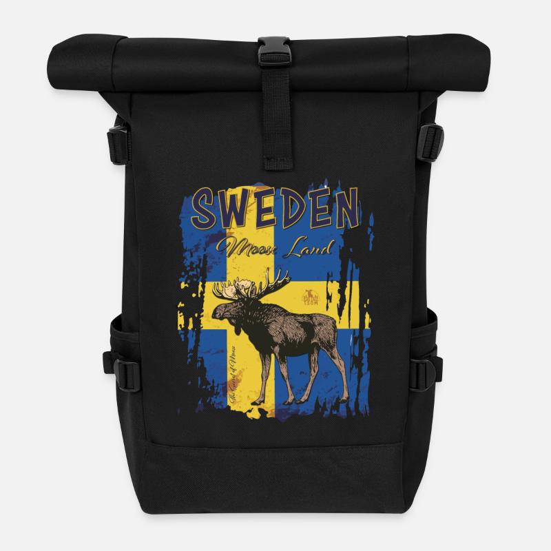 Sweden - Schweden - Sverige - Moose - Rolltop Rucksack - Schwarz