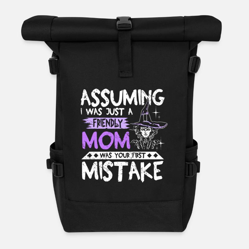 Friendly mom halloween saying - Rolltop Rucksack - Schwarz