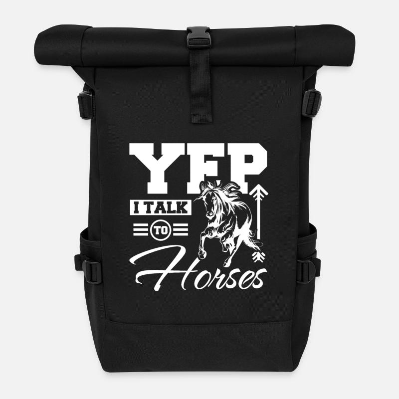 Hep I talk to horses - Rolltop Rucksack - Schwarz