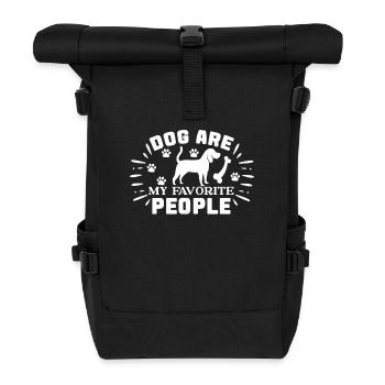 Preis: Hundeleckerlis und Wein - Rolltop Rucksack - Schwarz - Vorne