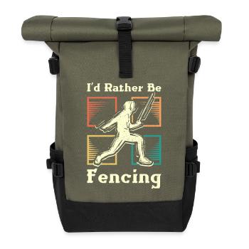 I'd rather be fencing - Roll Top Backpack - olive/black - Front