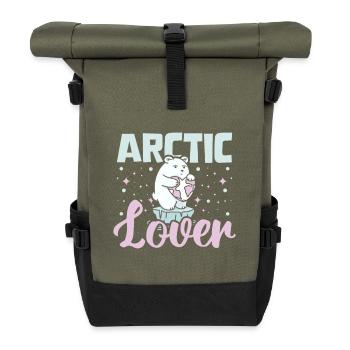 Polar bears Arctic lover - Rolltop Rucksack - Olive/Schwarz - Vorne