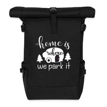 Urlaub Naturliebhaber Camping lustiger Spruch - Rolltop Rucksack - Schwarz - Vorne
