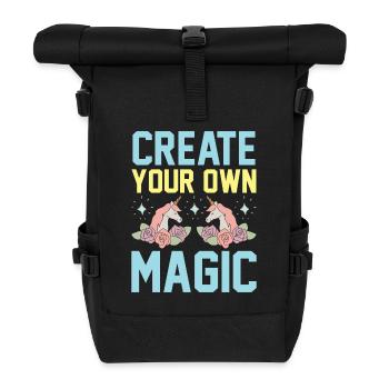 Erschaffe deine eigene Magie Unicorn - Rolltop Rucksack - Schwarz - Vorne
