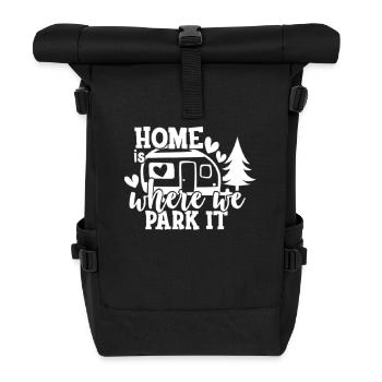 Zuhause ist, wo wir es parken Wandershirt - Rolltop Rucksack - Schwarz - Vorne