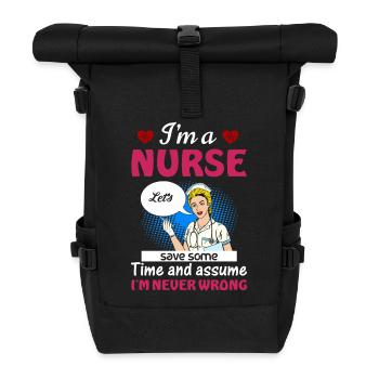 Ich bin eine Krankenschwester Ich habe immer Recht - Rolltop Rucksack - Schwarz - Vorne