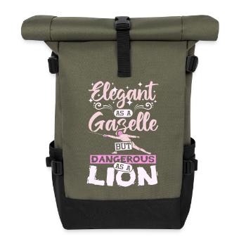 Elegant as a gazelle dangerous as a lion fencing - Roll Top Backpack - olive/black - Front