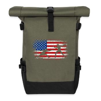 Usa American Flag Fencing 4th of july - Roll Top Backpack - olive/black - Front