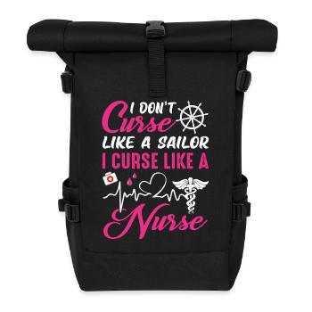Curse like a nurse - Roll Top Backpack - black - Front
