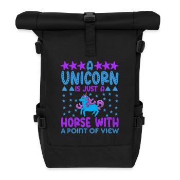 Unicorn Just a unicorn - Roll Top Backpack - black - Front