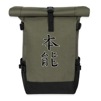 Japan Kanji Kaliphraphie Japan Symbol Instinct - Roll Top Backpack - olive/black - Front