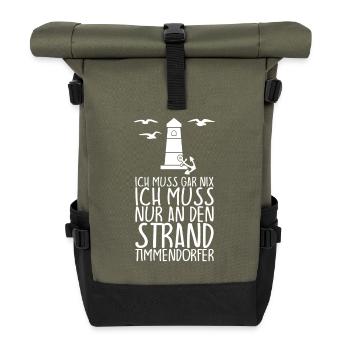 Ich muss gar nix muss nur zum TIMMENDORFER STRAND - Rolltop Rucksack - Olive/Schwarz - Vorne