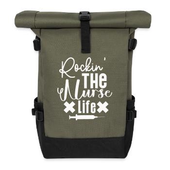 Rockin The Nurse Life - Roll Top Backpack - olive/black - Front