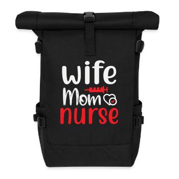 Femme Maman Infirmière - Sac à dos roll top - noir - Devant