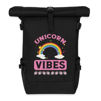 Einhorn Unicorn Vibes - Rolltop Rucksack - Schwarz - Vorne