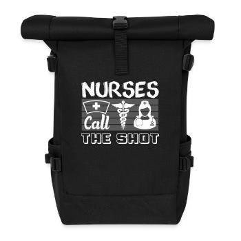 Nurses call the shots - Roll Top Backpack - black - Front