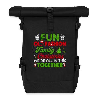 Old-fashioned family Christmas Norwegian pattern - Roll Top Backpack - black - Front