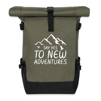 Sag Ja zu neuen Abenteuern - Rolltop Rucksack - Olive/Schwarz - Vorne
