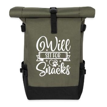 Sits for treats - Roll Top Backpack - olive/black - Front