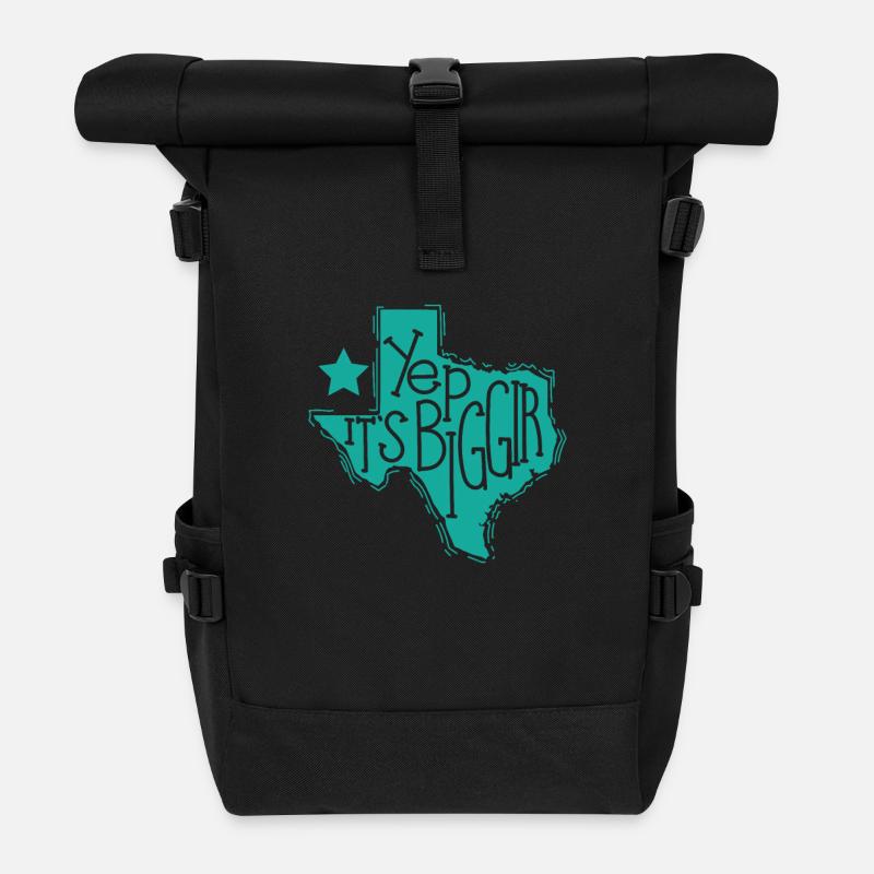 Yep It’s Biggir Bundesstaat der USA Texas - Rolltop Rucksack - Schwarz