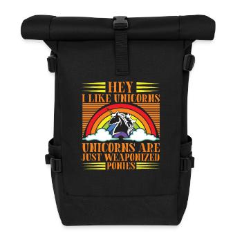Einhörner sind bewaffnete Ponys Unicorn - Rolltop Rucksack - Schwarz - Vorne