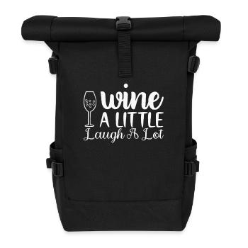 Wein ein wenig lacht viel - Rolltop Rucksack - Schwarz - Vorne