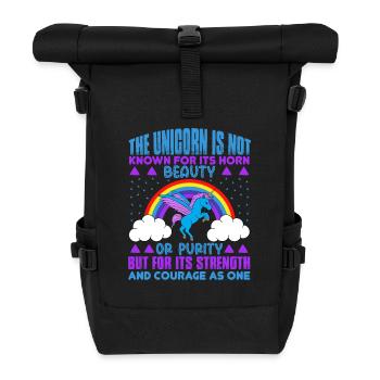 Einhorn The unicorn is not known for beauty - Rolltop Rucksack - Schwarz - Vorne