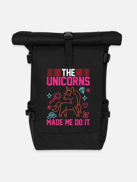 Unicorn Unicorn made me do it - Roll Top Backpack - black