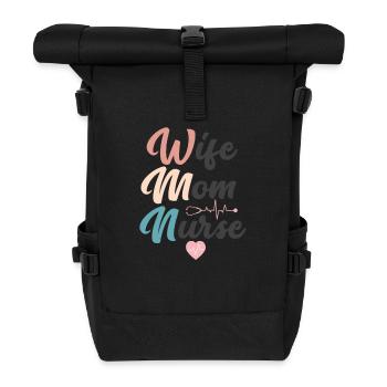 Wife Mom Nurse - Roll Top Backpack - black - Front