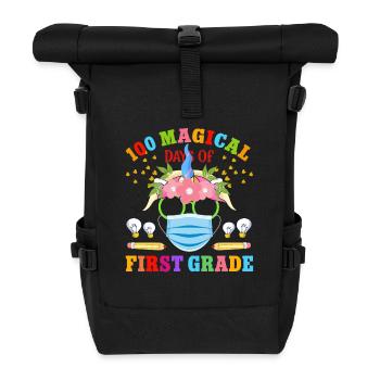 Einhorn 100 Days of School Unicorn - Roll Top Backpack - black - Front