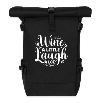 Wein ein wenig lacht viel - Rolltop Rucksack - Schwarz - Vorne