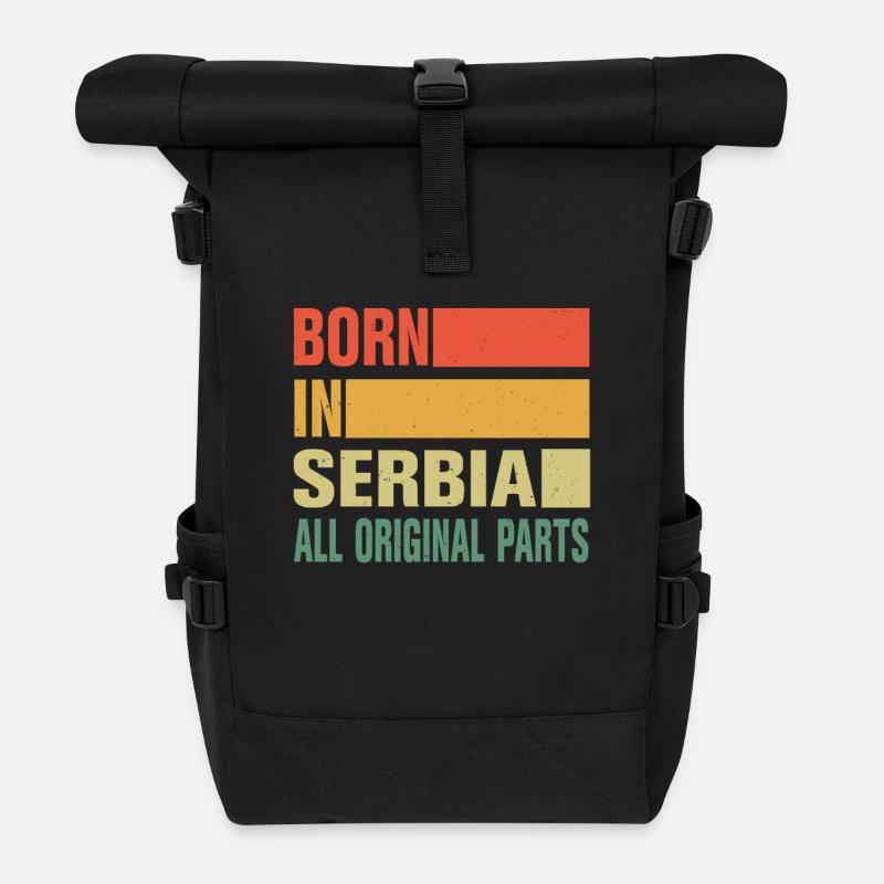 Geboren In Serbien - Rolltop Rucksack - Schwarz