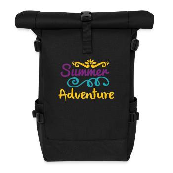 Sommer Abenteuer Wandershirt - Rolltop Rucksack - Schwarz - Vorne