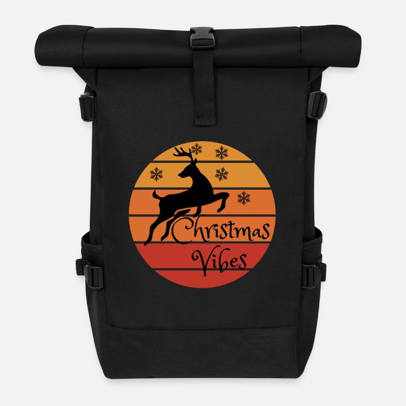 Christmas Vibes - Retro Christmas Vibes - Rolltop Rucksack - Schwarz