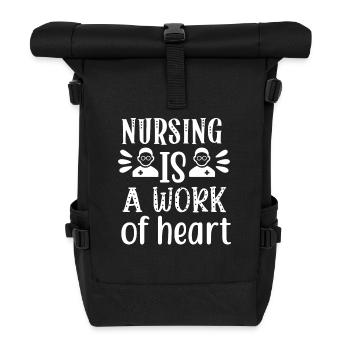 Krankenpflege ist eine Herzensangelegenheit - Rolltop Rucksack - Schwarz - Vorne