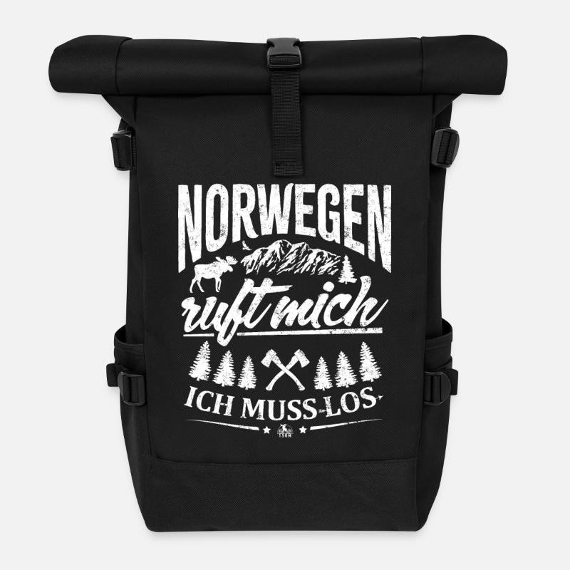 Norwegen ruft mich - ich muss los - Rolltop Rucksack - Schwarz