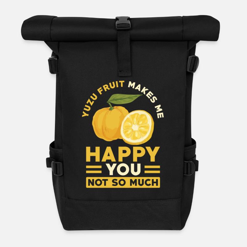Yuzu Frucht Spruch - Rolltop Rucksack - Schwarz