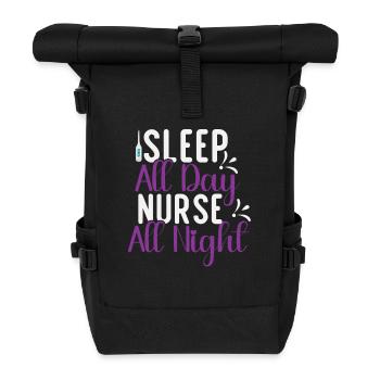 Schlafen Tag Krankenschwester die ganze Nacht - Rolltop Rucksack - Schwarz - Vorne