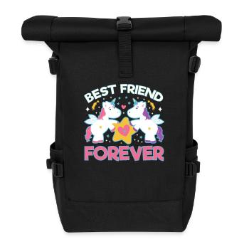 Einhorn Unicorn Best friend forever - Rolltop Rucksack - Schwarz - Vorne